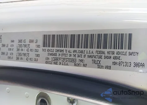 2015 Ram 1500 Tradesman from USA, damaged, VIN 1C6RR7FT2FS723263